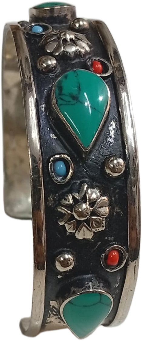Elegant Afghani Stone Cuff Bracelet – Traditional Tribal Jewelry - Image 5