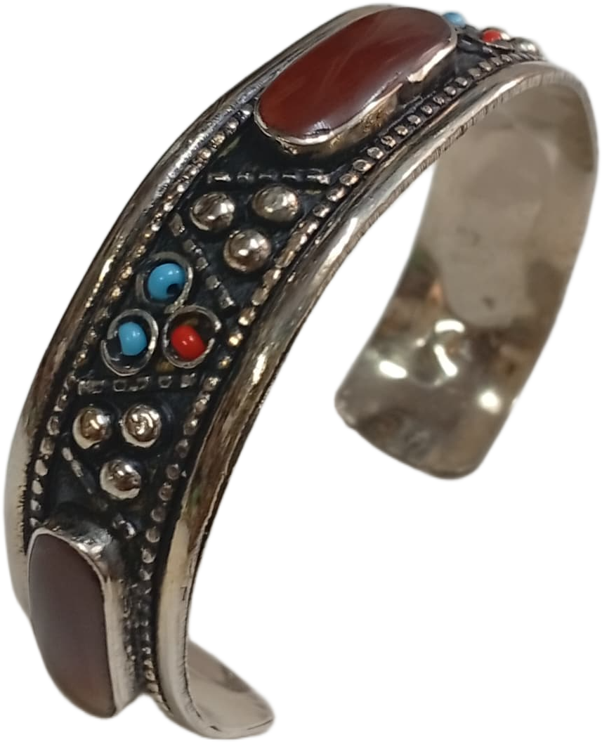 Elegant Afghani Stone Cuff Bracelet – Traditional Tribal Jewelry - Image 3
