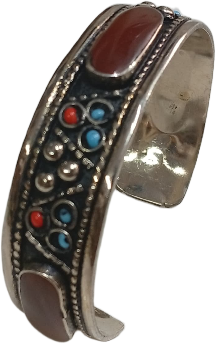 Elegant Afghani Stone Cuff Bracelet – Traditional Tribal Jewelry - Image 4