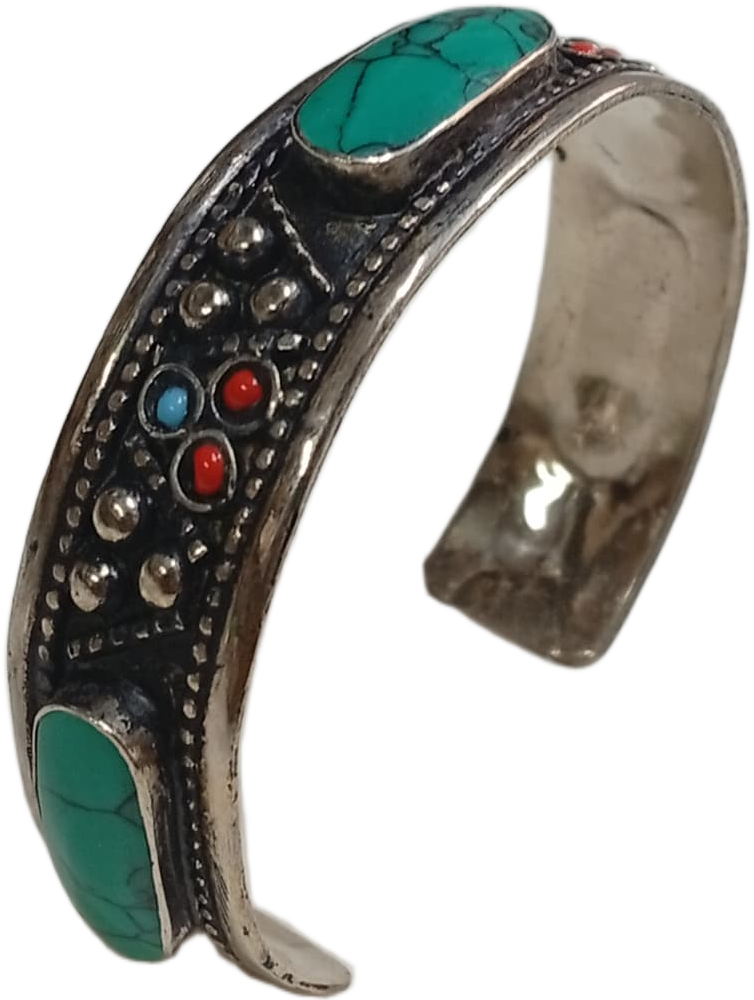 Elegant Afghani Stone Cuff Bracelet – Traditional Tribal Jewelry - Image 3