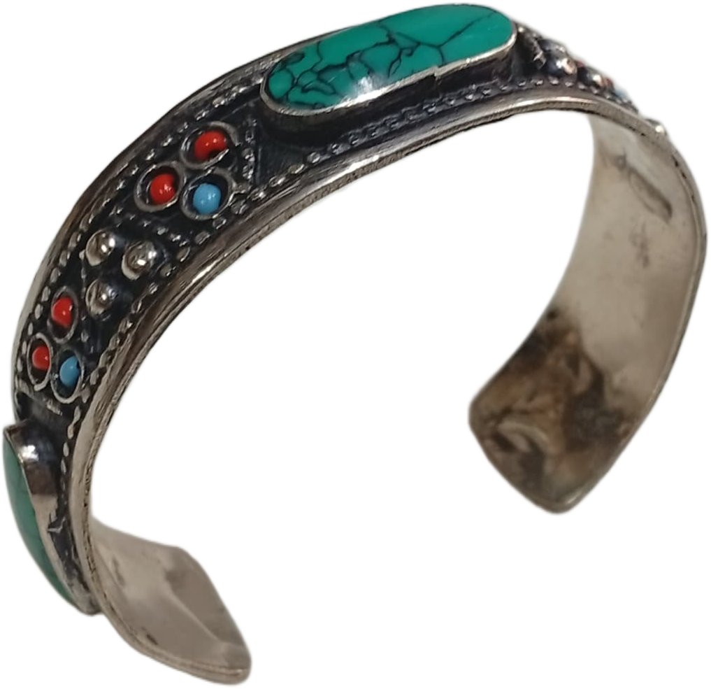 Elegant Afghani Stone Cuff Bracelet – Traditional Tribal Jewelry - Image 4