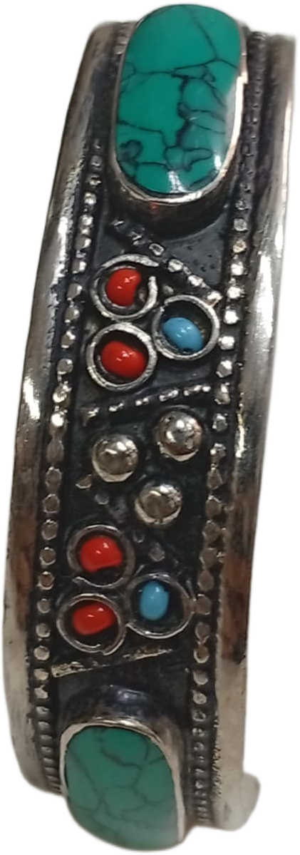 Elegant Afghani Stone Cuff Bracelet – Traditional Tribal Jewelry - Image 5