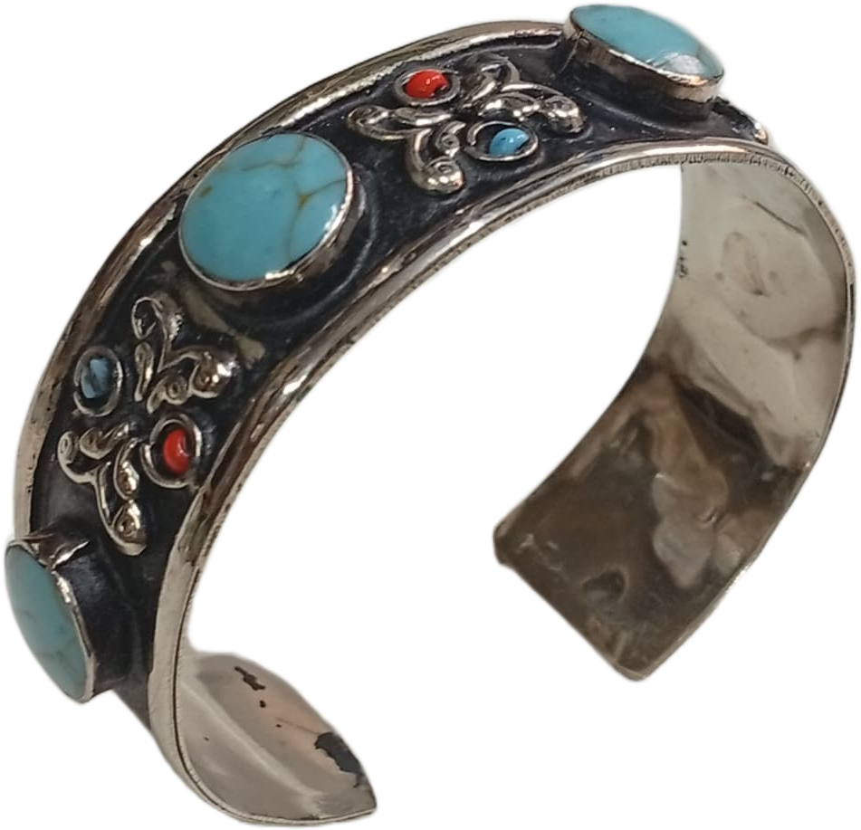 Elegant Afghani Stone Cuff Bracelet – Traditional Tribal Jewelry - Image 3