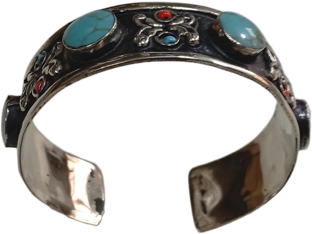 Elegant Afghani Stone Cuff Bracelet – Traditional Tribal Jewelry - Image 4