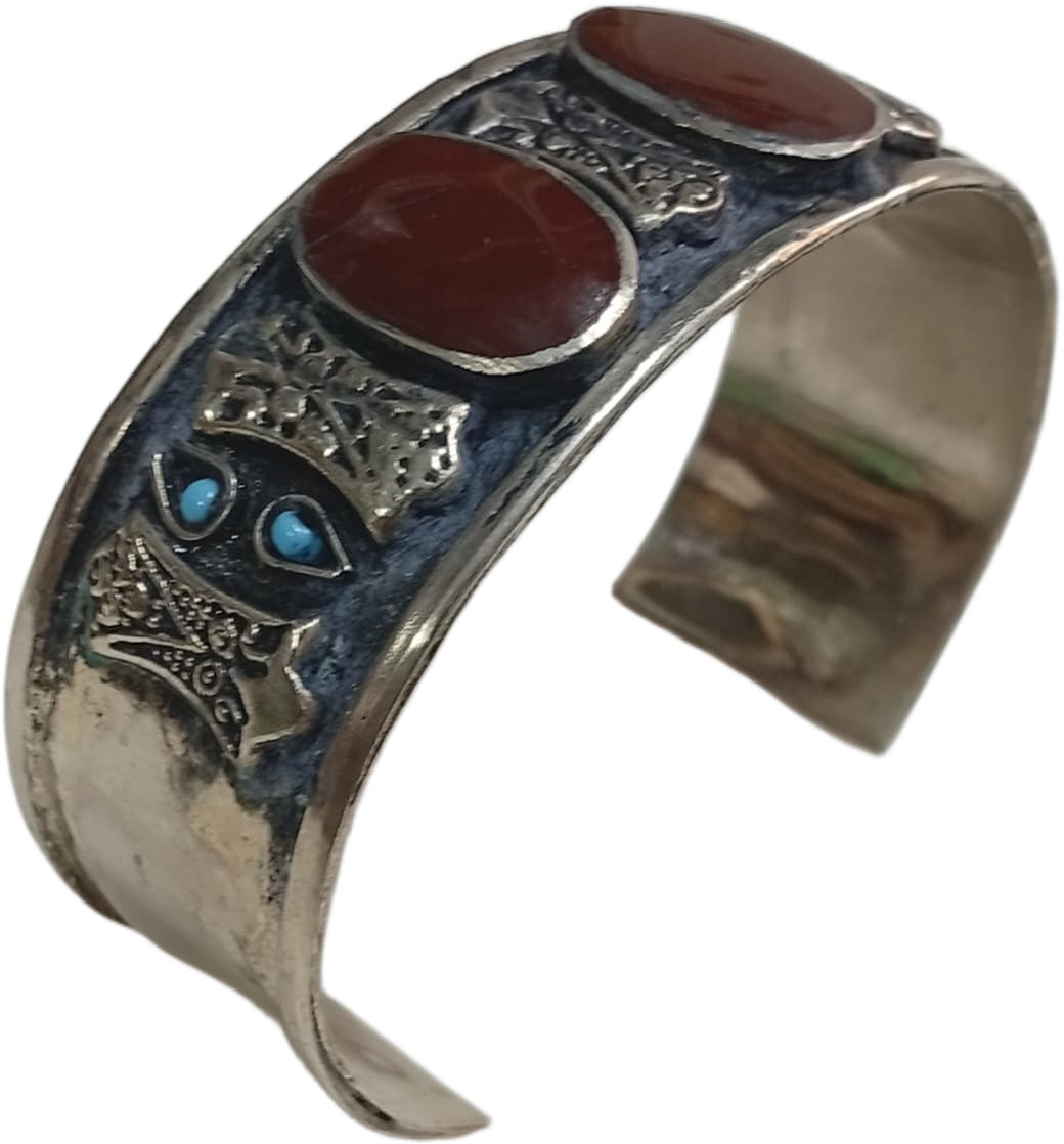 Elegant Afghani Stone Cuff Bracelet – Traditional Tribal Jewelry - Image 4