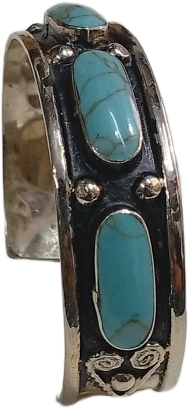 Elegant Afghani Stone Cuff Bracelet – Traditional Tribal Jewelry - Image 4