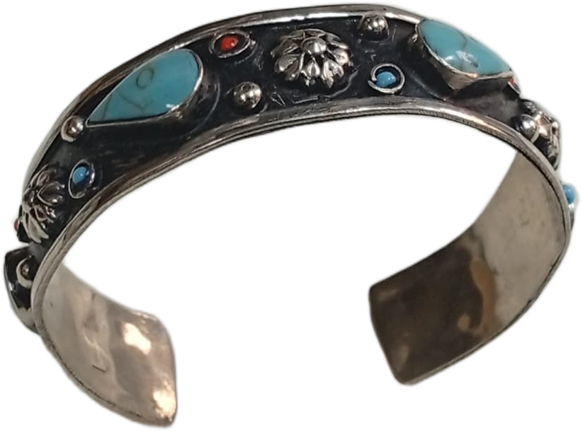 Elegant Afghani Stone Cuff Bracelet – Traditional Tribal Jewelry - Image 3