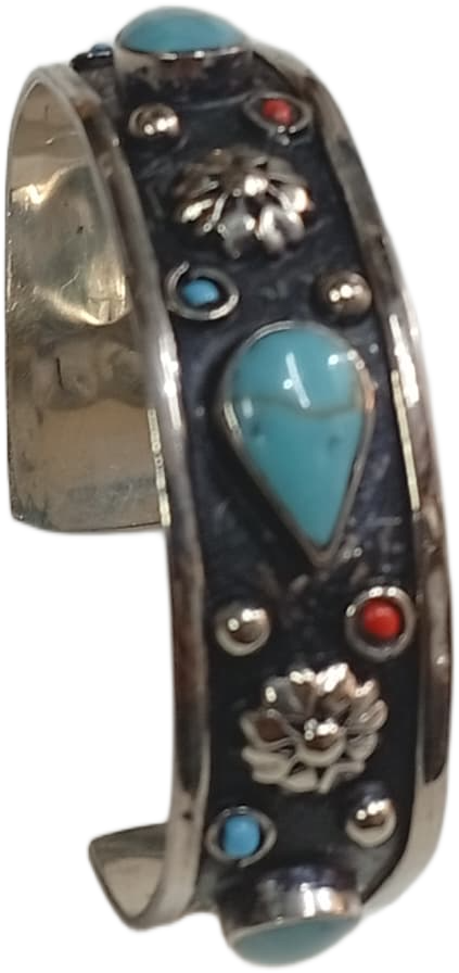 Elegant Afghani Stone Cuff Bracelet – Traditional Tribal Jewelry - Image 4