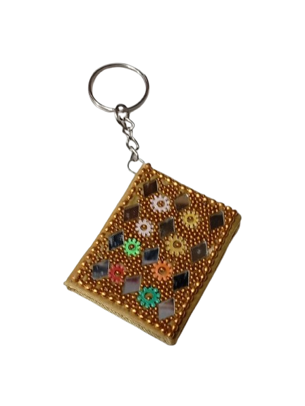 Handmade Decorative Book Key Chain – Traditional Art Design - Image 3