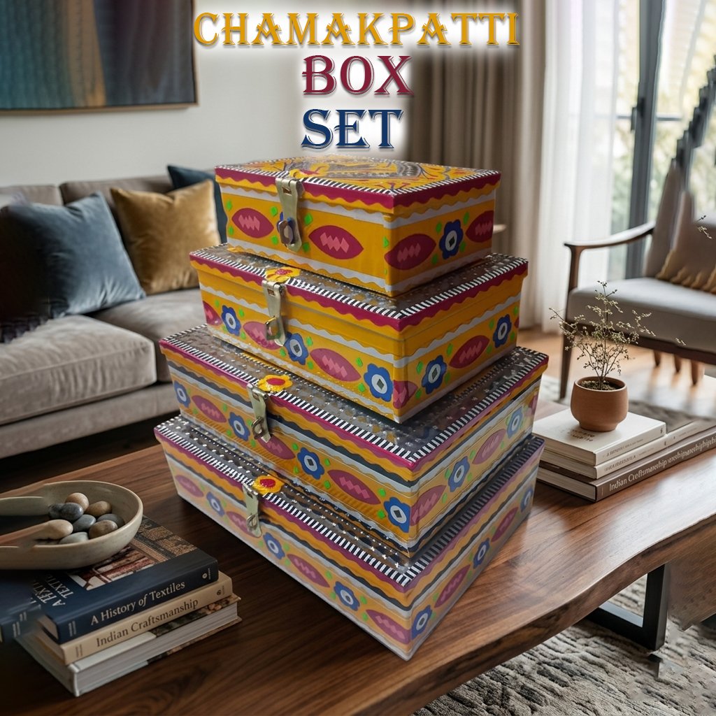 Chamakpatti Box Set (4-Pcs) – Handcrafted Traditional Storage with Vibrant Designs