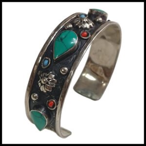 Elegant Afghani Stone Cuff Bracelet – Traditional Tribal Jewelry