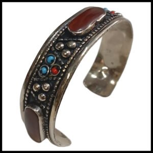 Elegant Afghani Stone Cuff Bracelet – Traditional Tribal Jewelry