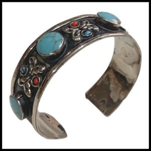 Elegant Afghani Stone Cuff Bracelet – Traditional Tribal Jewelry