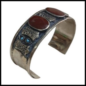 Elegant Afghani Stone Cuff Bracelet – Traditional Tribal Jewelry