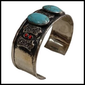 Elegant Afghani Stone Cuff Bracelet – Traditional Tribal Jewelry