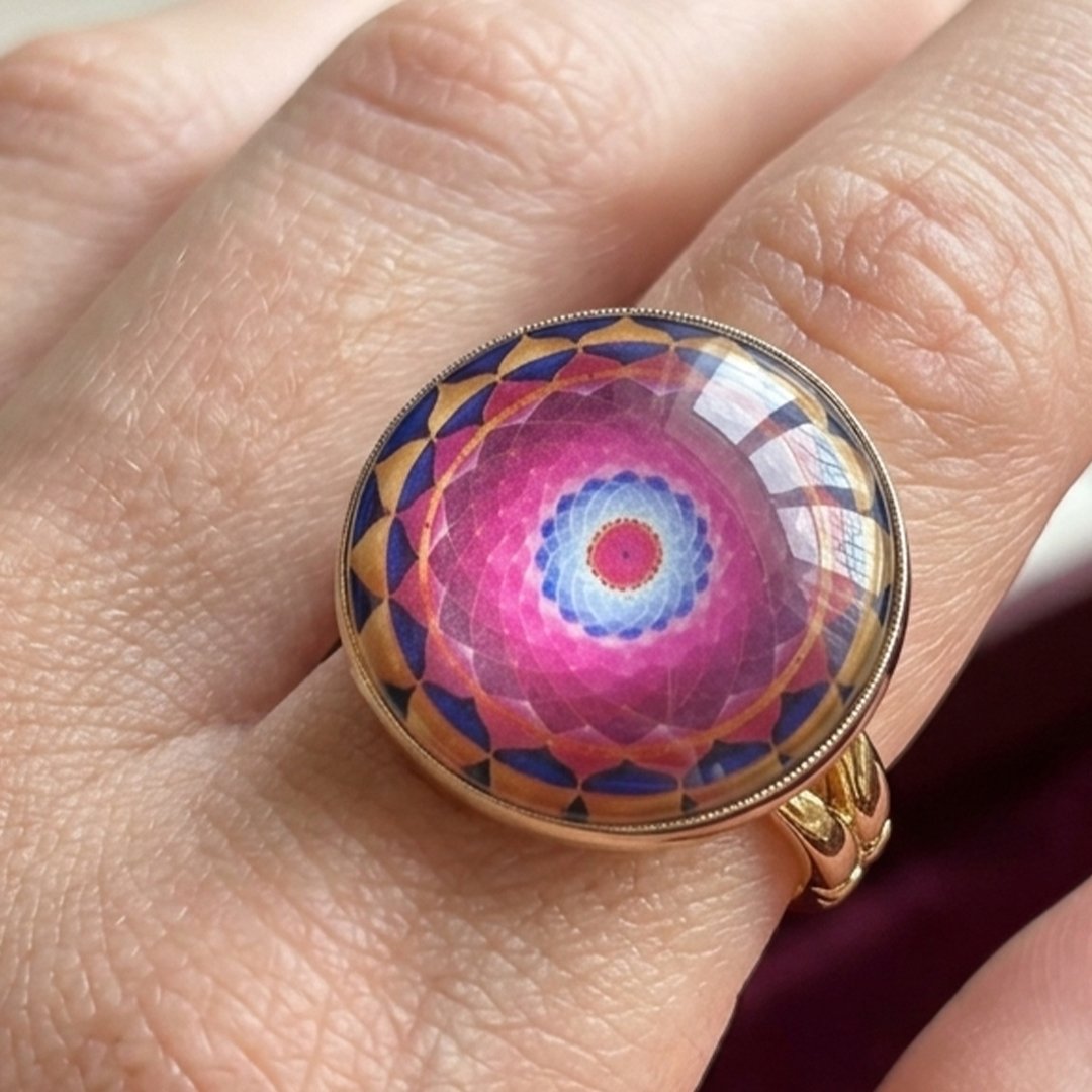 Elegant Mandala Ring – Bohemian Ethnic Statement Jewelry - Image 2