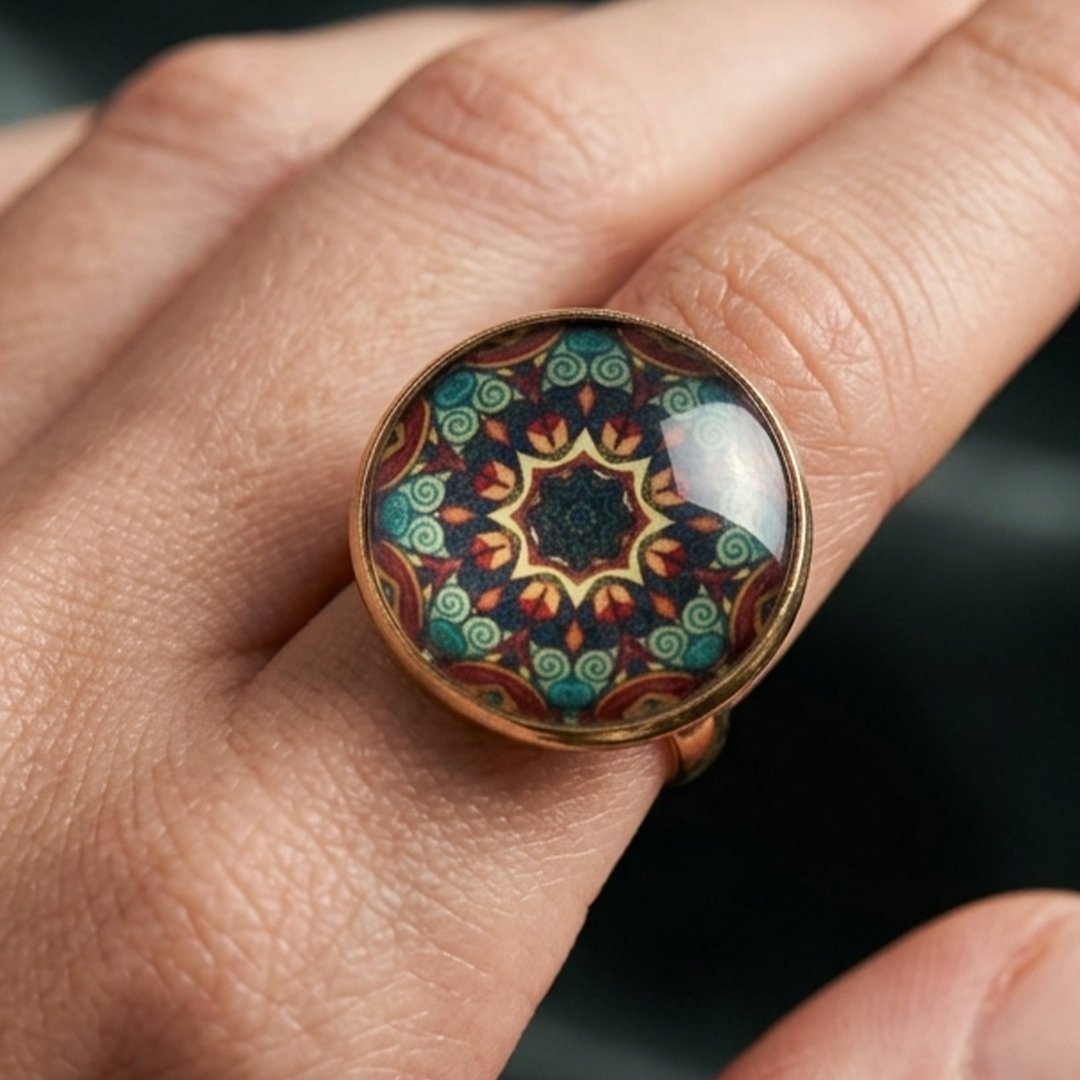 Elegant Mandala Ring – Bohemian Ethnic Statement Jewelry - Image 2