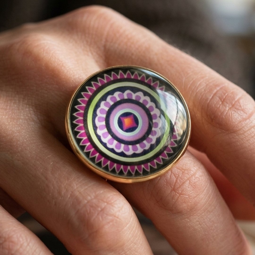 Elegant Mandala Ring – Bohemian Ethnic Statement Jewelry - Image 2