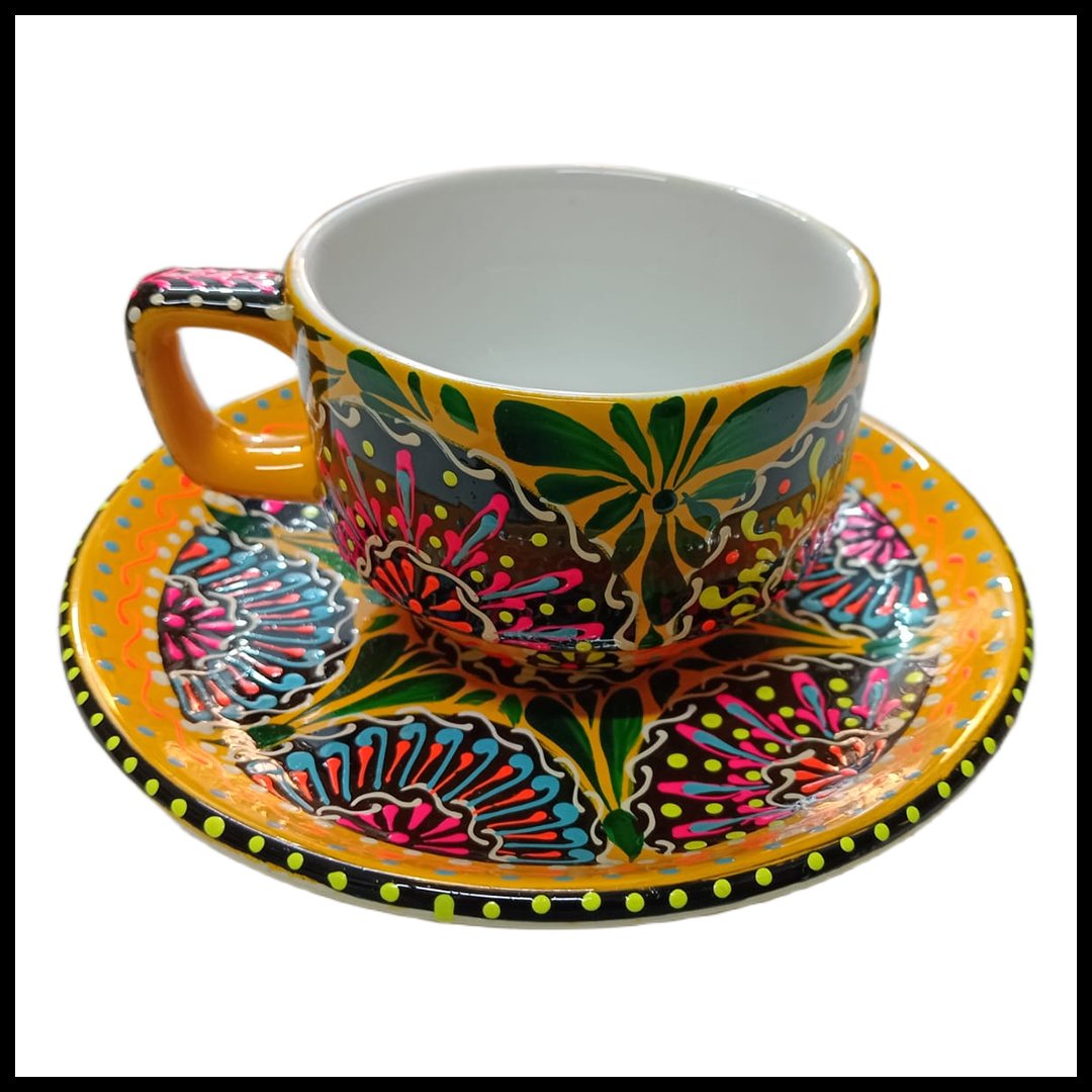 Hand-Painted Truck Art Tea Cup and Saucer Set - Image 3