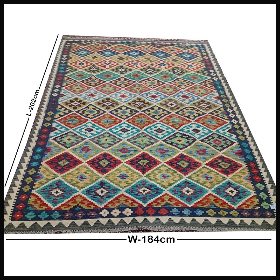 Handcrafted Traditional Kilim Rug Size ( W-184cm x L-262cm )
