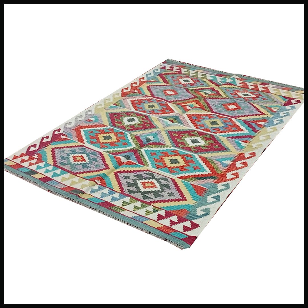 Handcrafted Traditional Kilim Rug Size ( W-122cm x L-174cm ) - Image 3