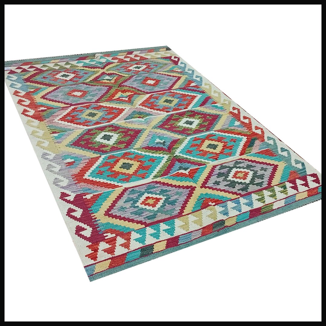 Handcrafted Traditional Kilim Rug Size ( W-122cm x L-174cm ) - Image 4