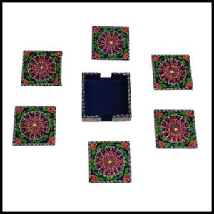 Truck Art Tea Coaster Set of 6 with Holder – Handmade Traditional Pakistani Design