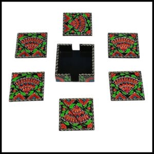 Truck Art Tea Coaster Set of 6 with Holder – Handmade Traditional Pakistani Design