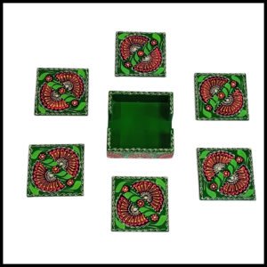 Truck Art Tea Coaster Set of 6 with Holder – Handmade Traditional Pakistani Design