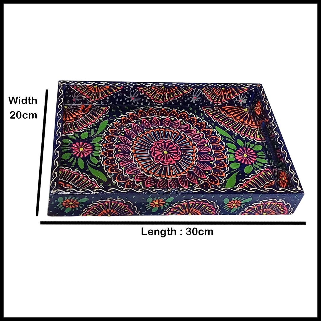 Handcrafted 3-Piece Bundi Tray Set – Decorative Serving & Display Trays - Image 11