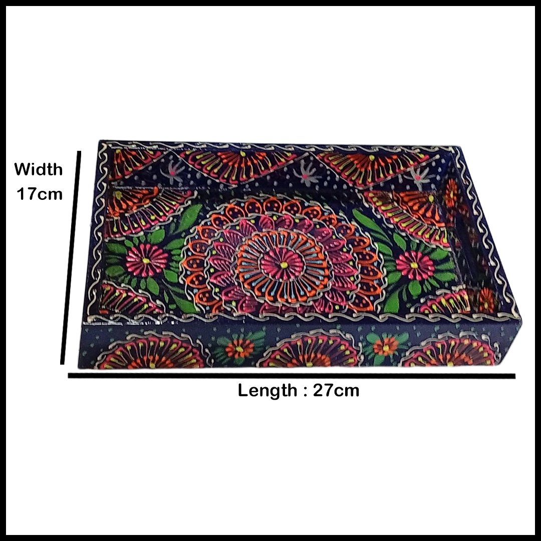 Handcrafted 3-Piece Bundi Tray Set – Decorative Serving & Display Trays - Image 10