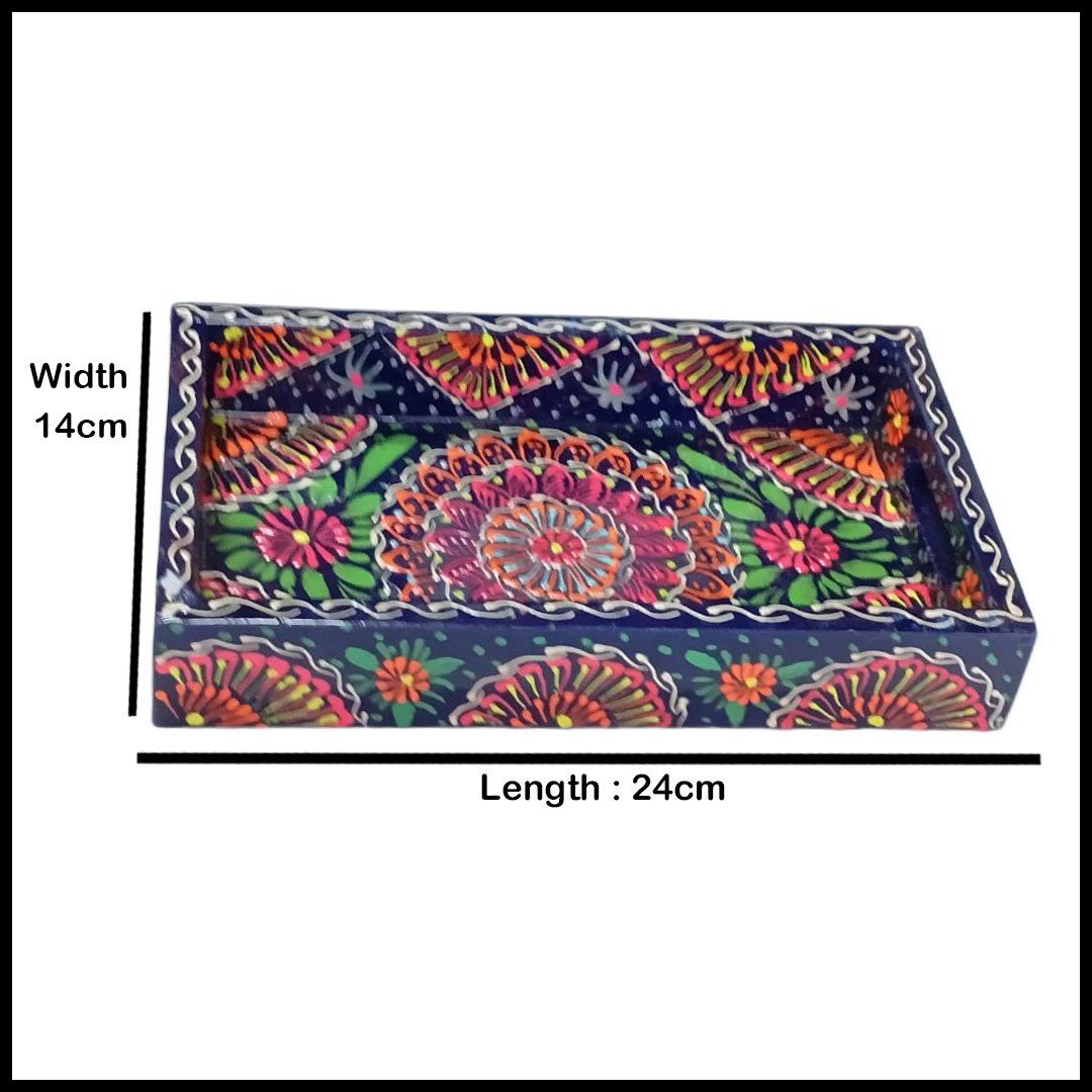 Handcrafted 3-Piece Bundi Tray Set – Decorative Serving & Display Trays - Image 9