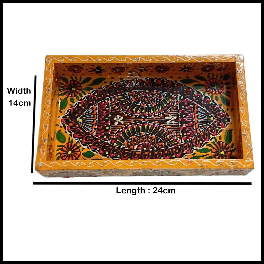 Handcrafted Bundi Decorative Serving Tray – Length: 24 cm × Width: 14 cm