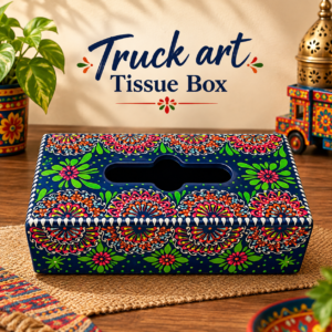 Truck Art Hand-Painted Tissue Box – Traditional Decorative Wooden Cover