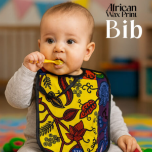 Handmade African Wax Print Baby Bib – Ankara Fabric, Soft & Reusable, Perfect Gift