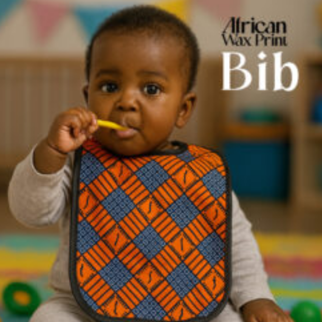 Handmade African Wax Print Baby Bib – Ankara Fabric, Soft & Reusable, Perfect Gift
