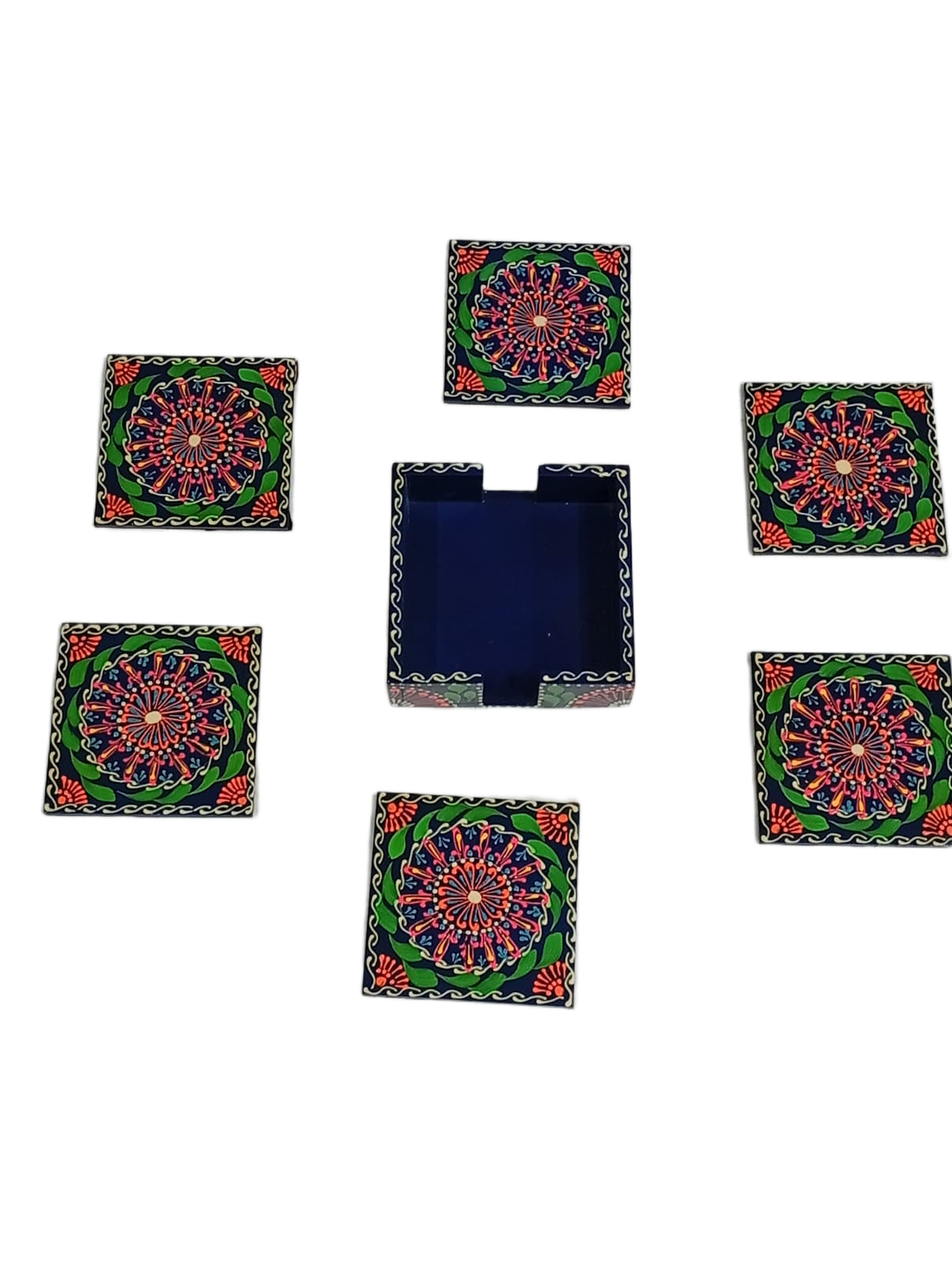 Truck Art Tea Coaster Set of 6 with Holder – Handmade Traditional Pakistani Design - Image 7