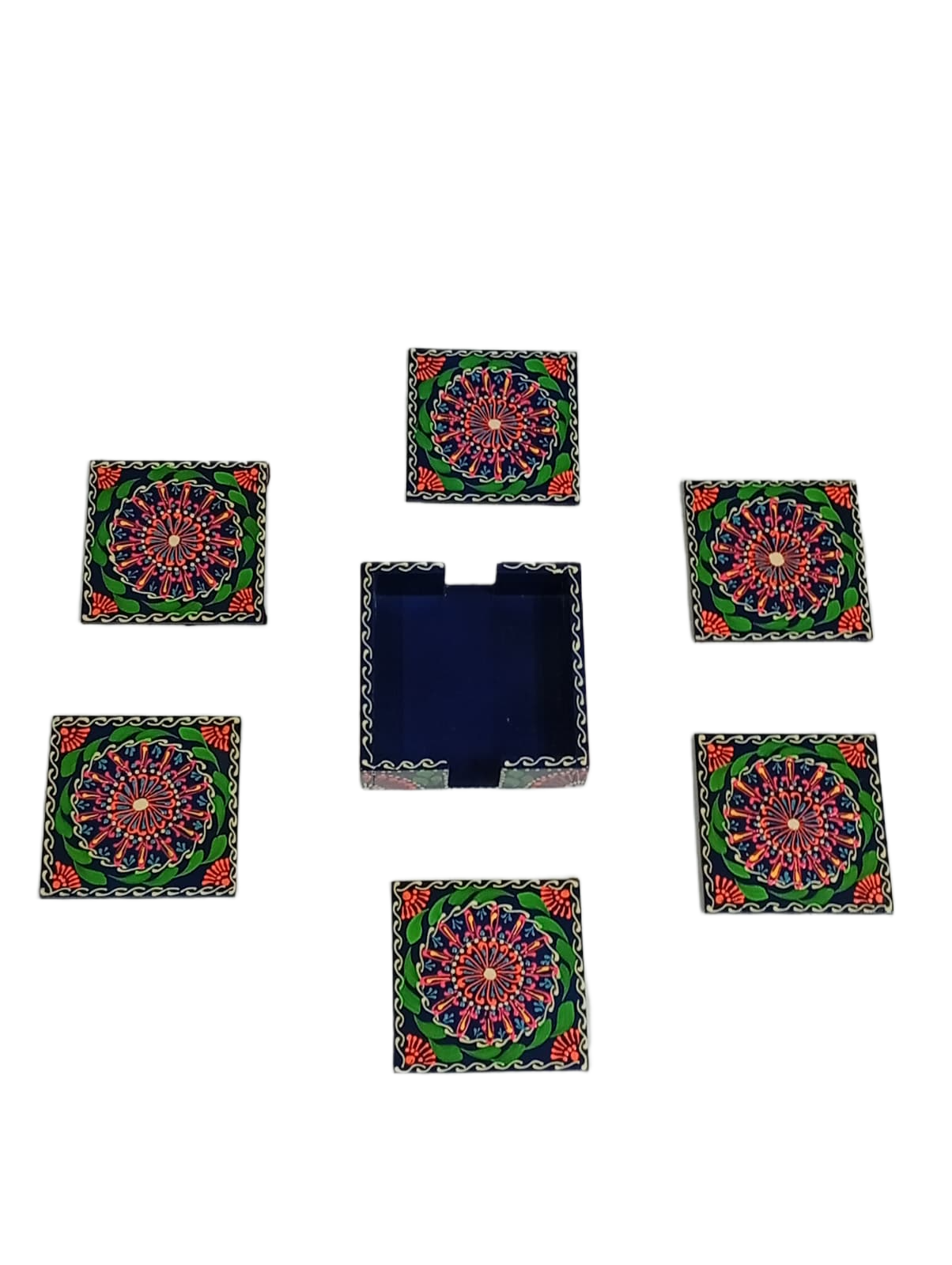 Truck Art Tea Coaster Set of 6 with Holder – Handmade Traditional Pakistani Design - Image 8