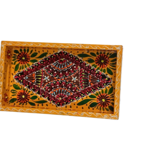 Handcrafted Bundi Decorative Serving Tray – Length: 24 cm × Width: 14 cm