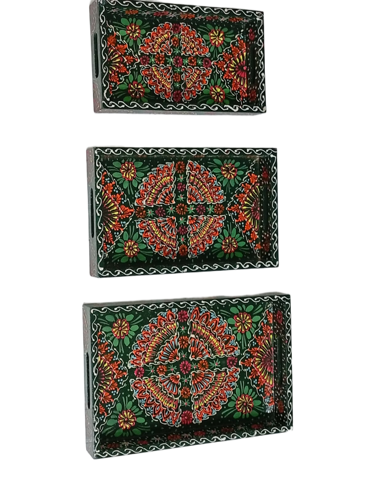 Handcrafted 3-Piece Bundi Tray Set – Decorative Serving & Display Trays - Image 5