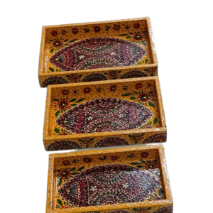 Handcrafted 3-Piece Bundi Tray Set – Decorative Serving & Display Trays