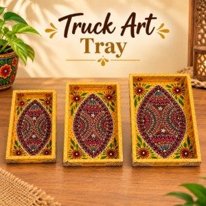 Handcrafted 3-Piece Bundi Tray Set – Decorative Serving & Display Trays
