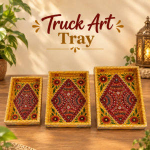 Handcrafted 3-Piece Bundi Tray Set – Decorative Serving & Display Trays