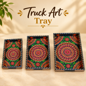 Handcrafted 3-Piece Bundi Tray Set – Decorative Serving & Display Trays