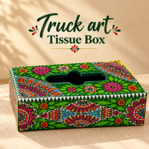 Truck Art Hand-Painted Tissue Box – Traditional Decorative Wooden Cover