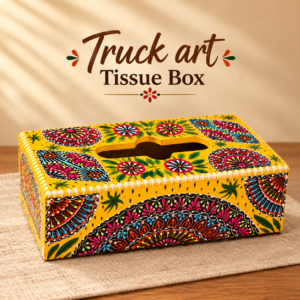 Truck Art Hand-Painted Tissue Box – Traditional Decorative Wooden Cover