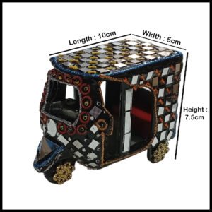 Decorative Mirror Work Rickshaw (L-10cm, W-5cm, H-7.5cm)