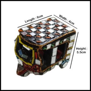 Decorative Mirror Work Rickshaw (L-6cm, W-4cm, H-5.5cm)