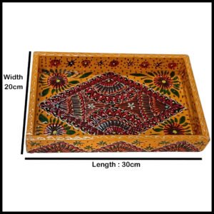 Handcrafted Bundi Decorative Serving Tray – Length: 30 cm × Width: 20 cm
