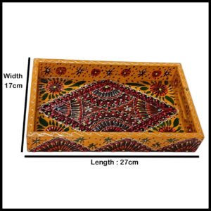 Handcrafted Bundi Decorative Serving Tray – Length: 27 cm × Width: 17 cm